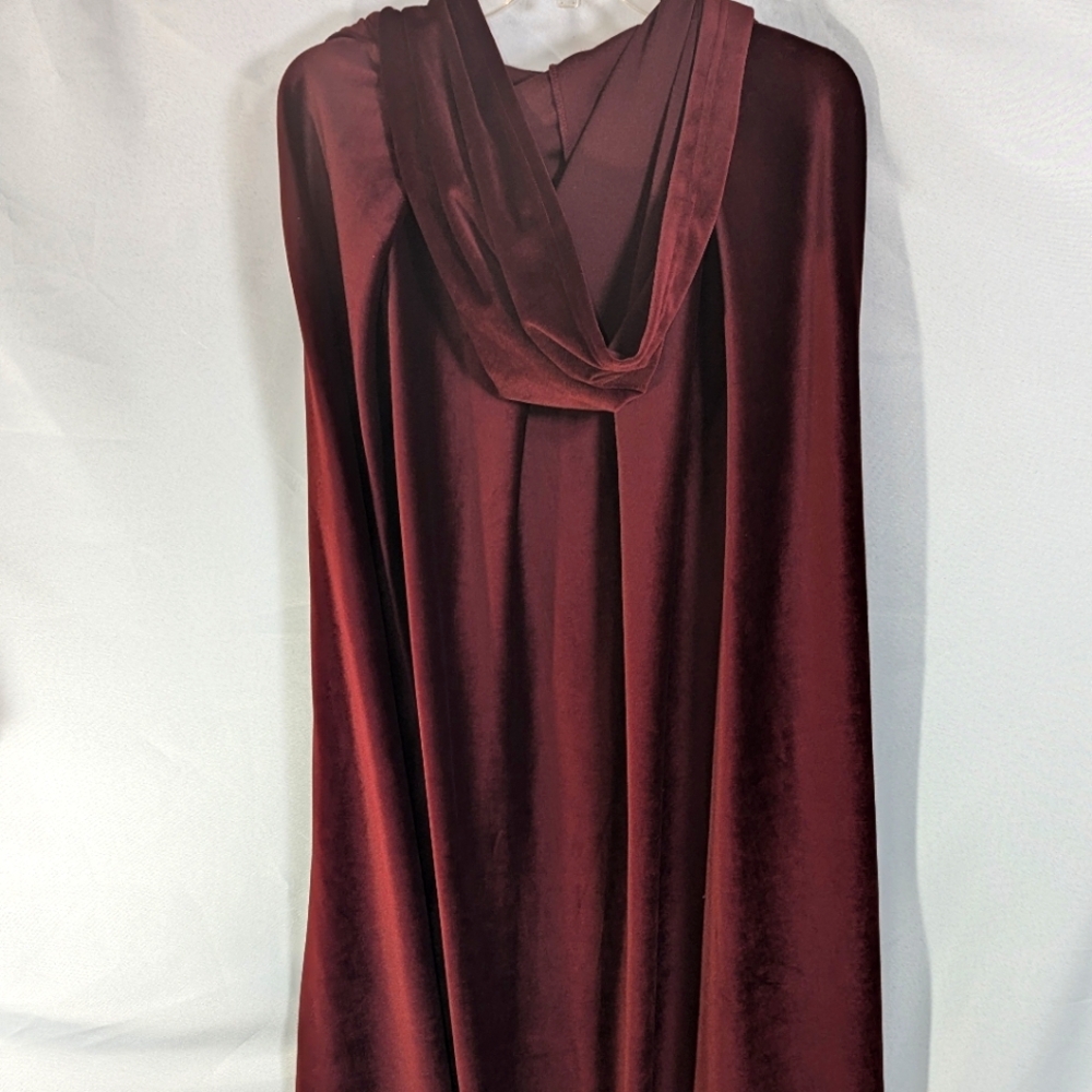 New men women Halloween costume handmade long hooded wine burgundy cape cloak